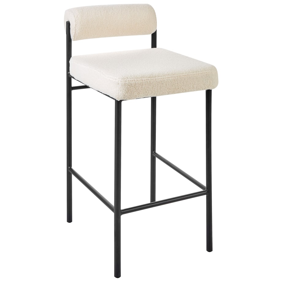 Krzesło barowe Zestaw 2 Boucle Złamana biel AMAYA