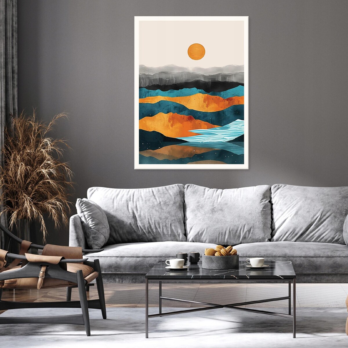 OBRAZ ABSTRAKCJA ZŁOTY TURKUS NA PŁÓTNIE ŚCIANĘ DO SYPIALNI SALONU 40x30