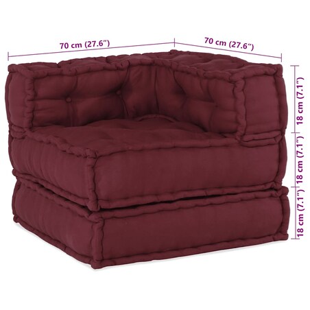 vidaXL Modułowa sofa, bordowy, 70x70x54, materiał