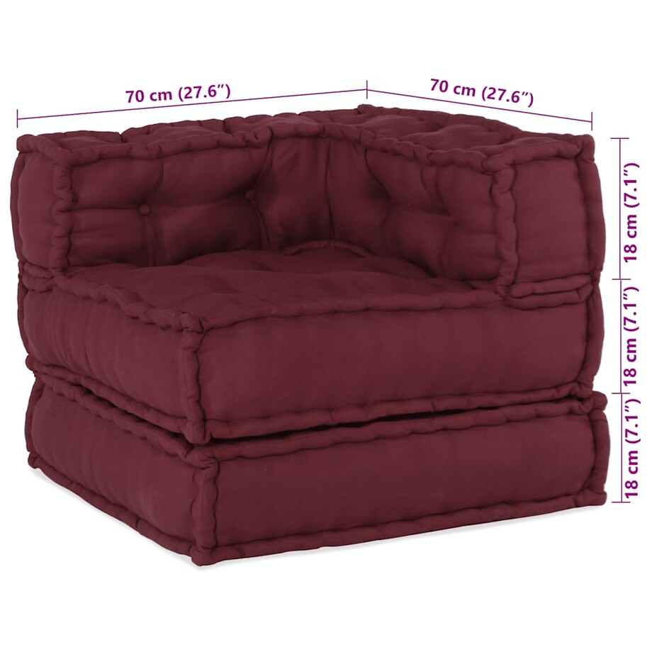 vidaXL Modułowa sofa, bordowy, 70x70x54, materiał