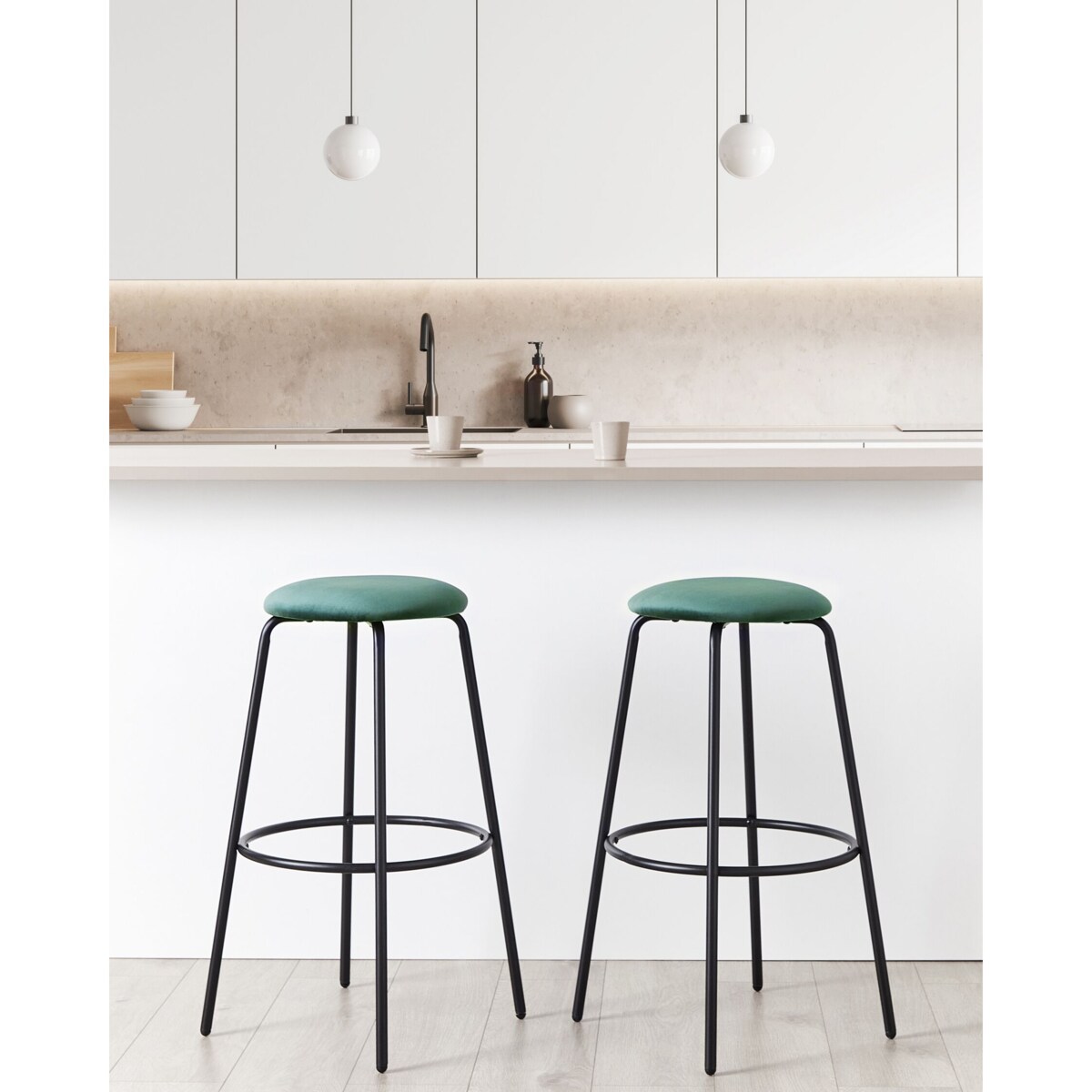 Zestaw 2 stołków barowych welurowy szmaragdowy MORTON