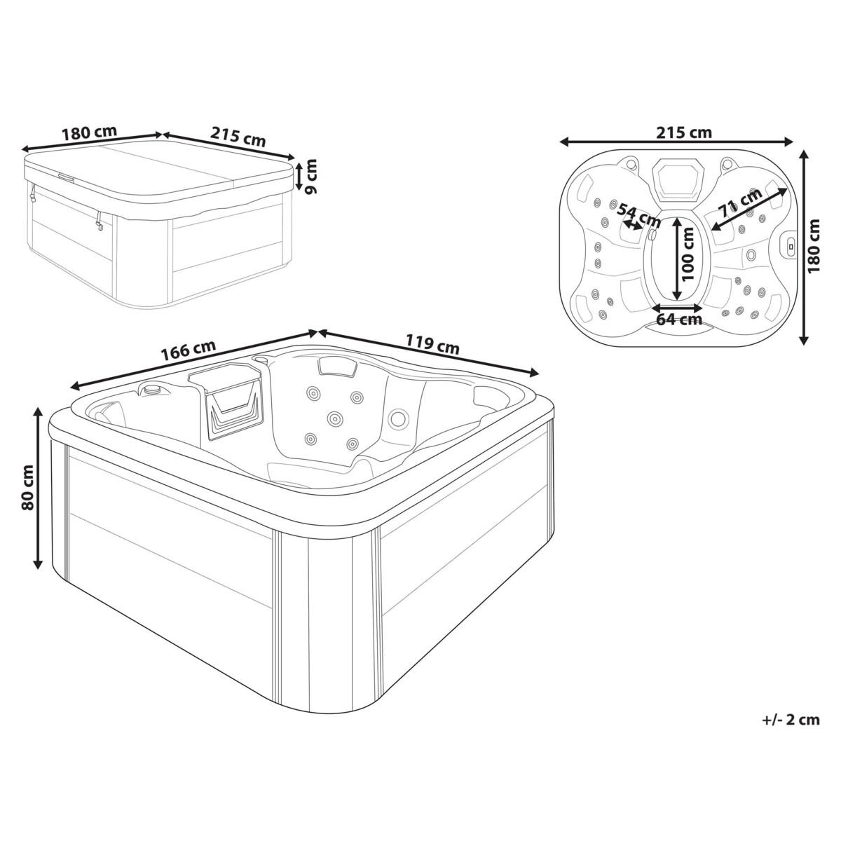 Wanna ogrodowa z hydromasażem szara ARCELIA