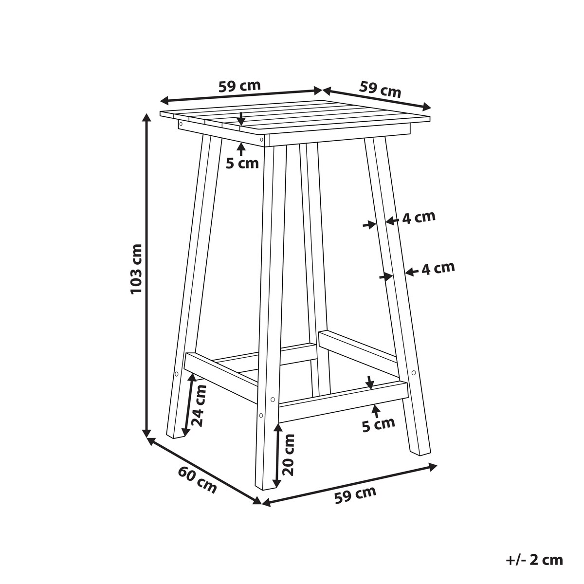 Stolik ogrodowy barowy ADIRONDACK 60 cm 59 cm Materiał syntetyczny Ciemnoszary