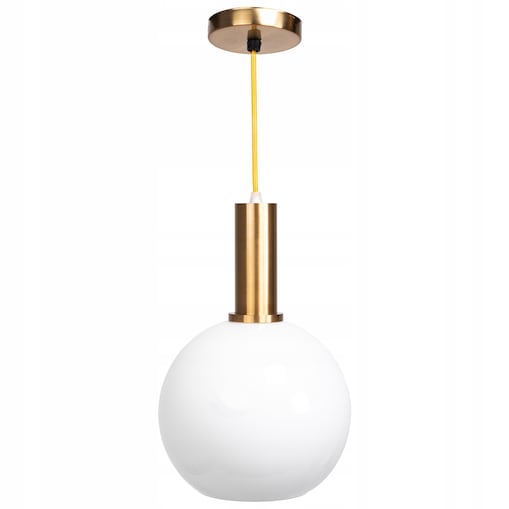 Lampa Sufitowa Wisząca Biała Kula Mleczna Gold