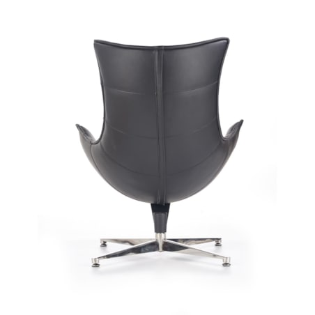 FOTEL SKÓRZANY Falvio czarny OBROTOWY stalowe nogi