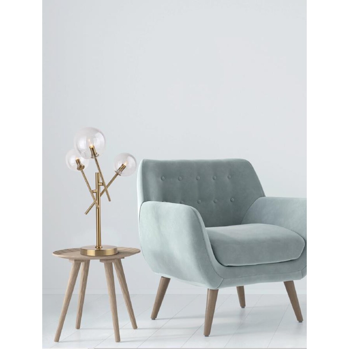 Stojąca LAMPA stołowa LOLLIPOP T0035 Maxlight nocna LAMPKA metalowe pręty sticks szklane kule balls mosiądz przezroczyste