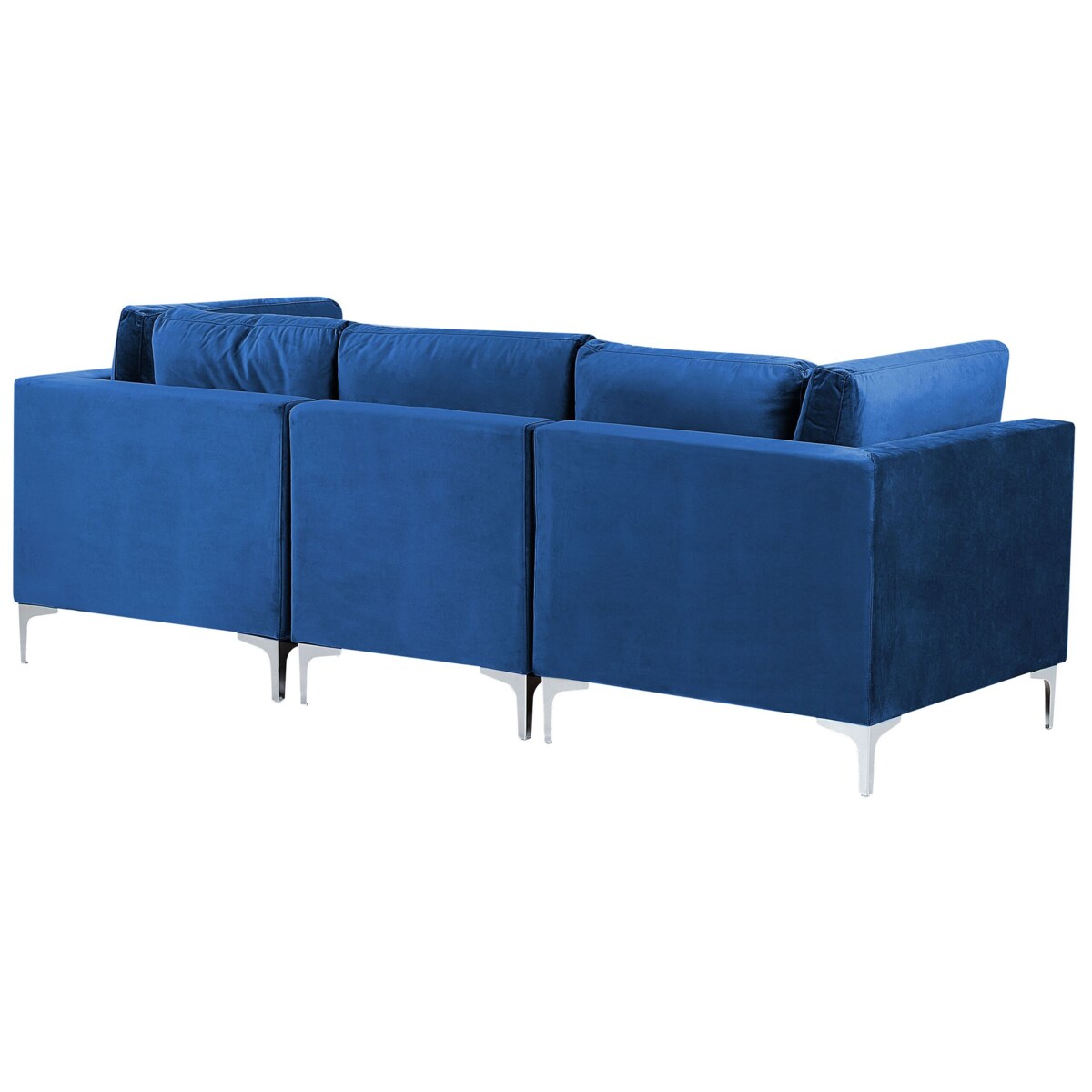 Sofa modułowa 3-osobowa z otomaną welurowa niebieska EVJA