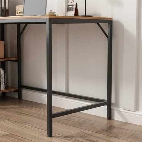 Biurko komputerowe stolik vintage rustykalny brąz loft z 2 półkami 120 cm