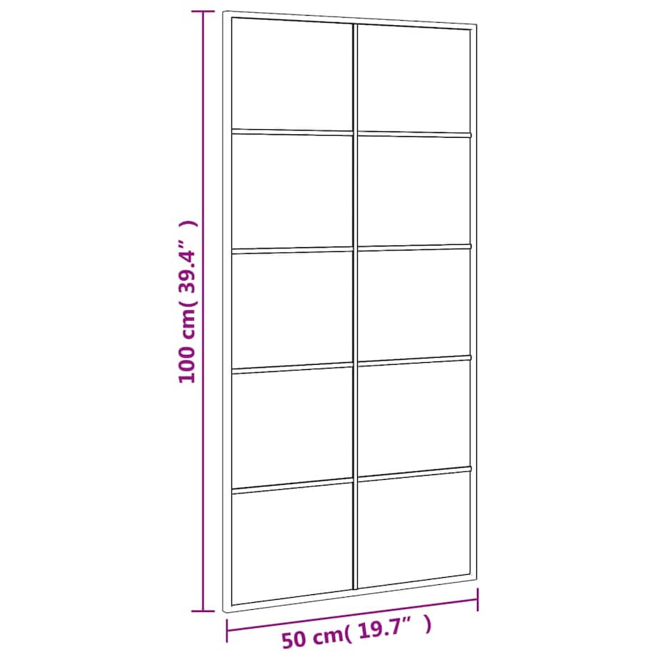 vidaXL Lustro ścienne, czarne, 50x100 cm, prostokątne, żelazo