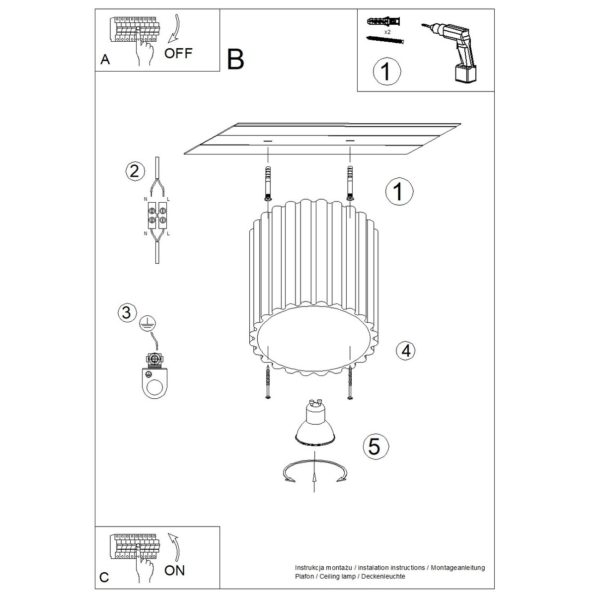 Plafon AURA 1 brzoskwiniowy GU10