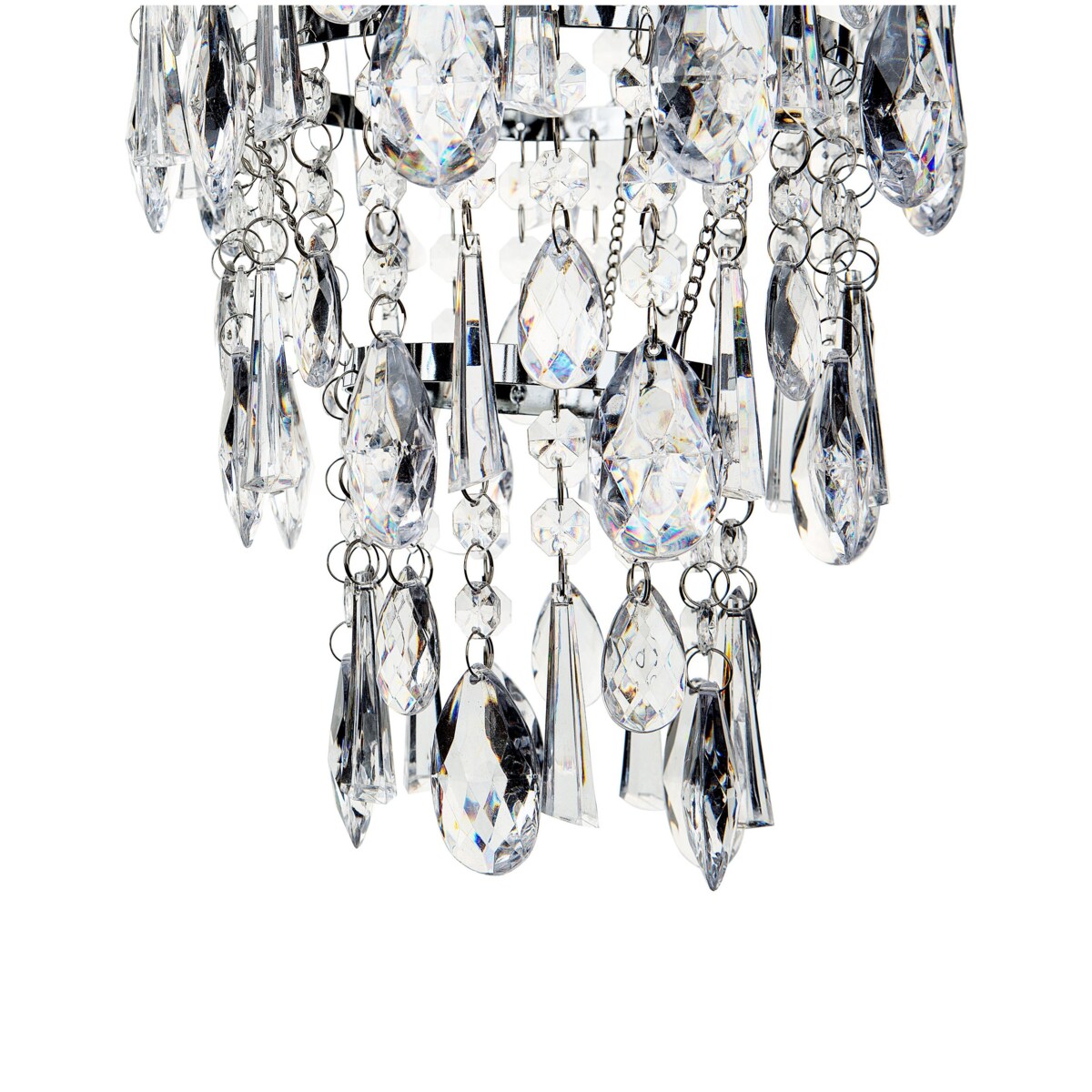 Żyrandol z akrylowymi kryształkami srebrny ENTWASH