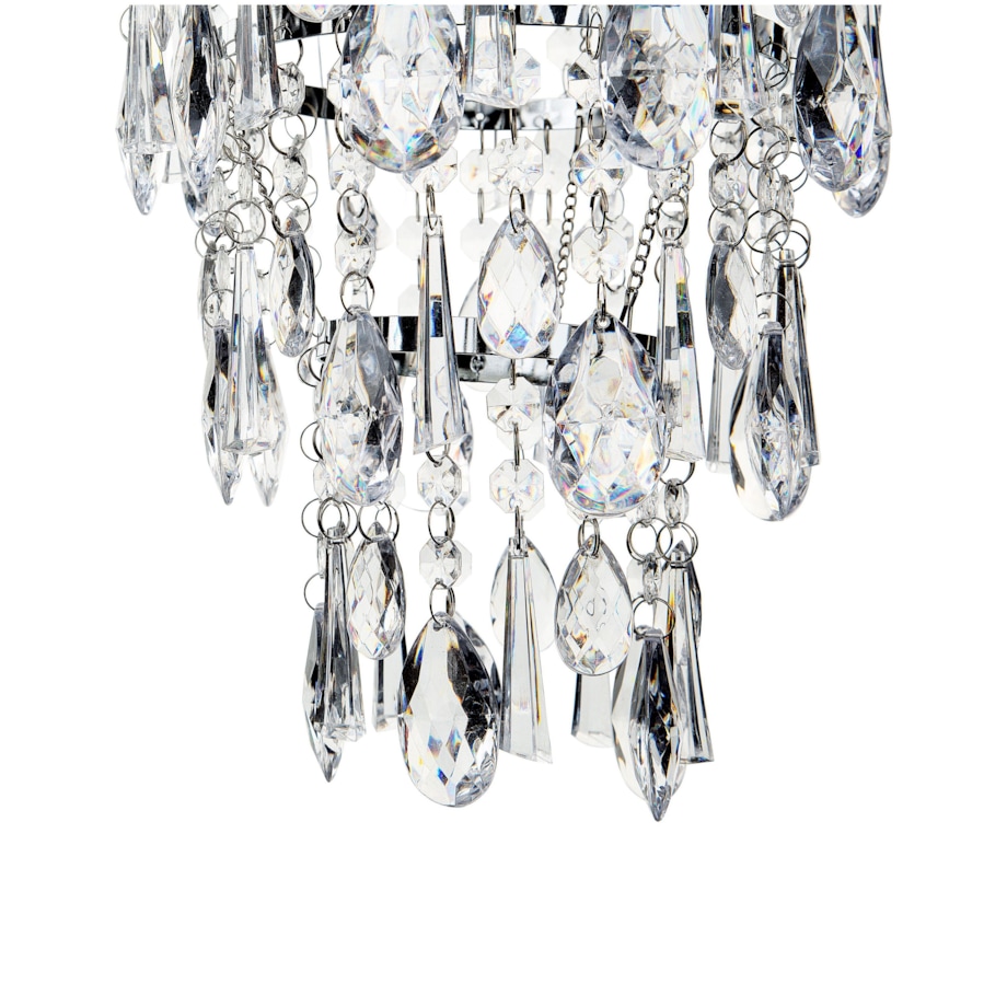 Żyrandol z akrylowymi kryształkami srebrny ENTWASH