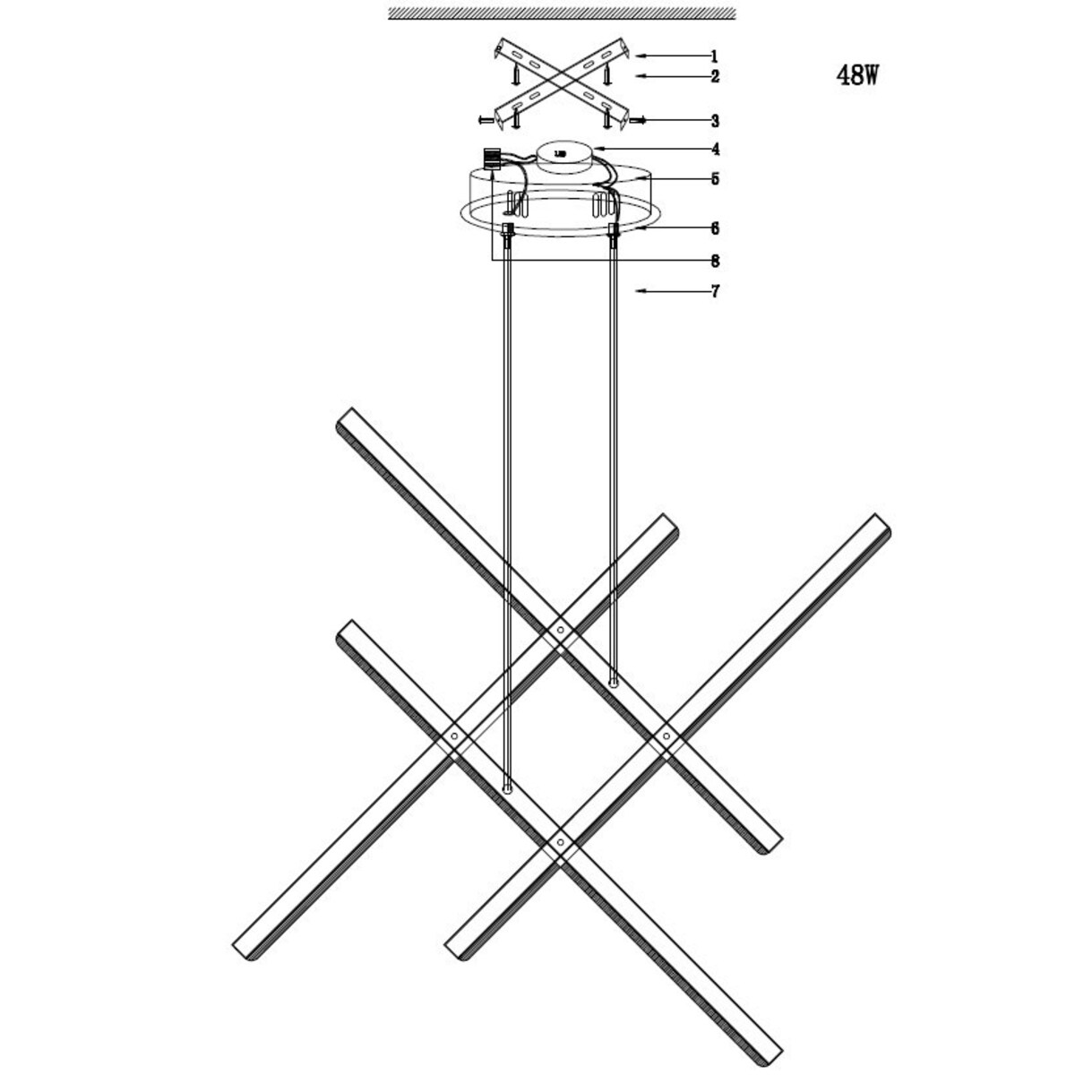 Lampa wisząca CRISS CROSS LED złota 78 cm