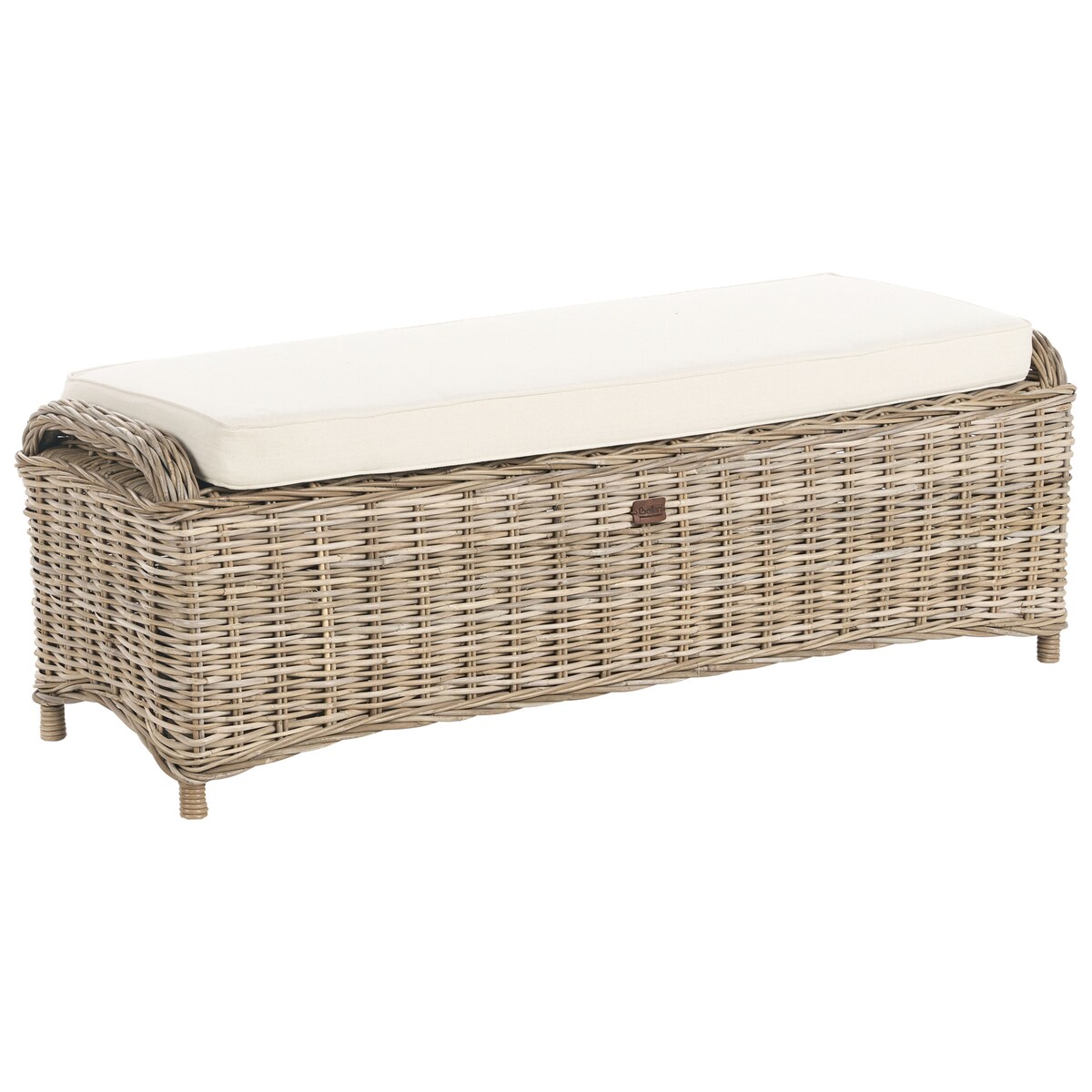 Ławka ogrodowa z poduchą SUSUA 141 cm z otomaną Rattan Naturalny