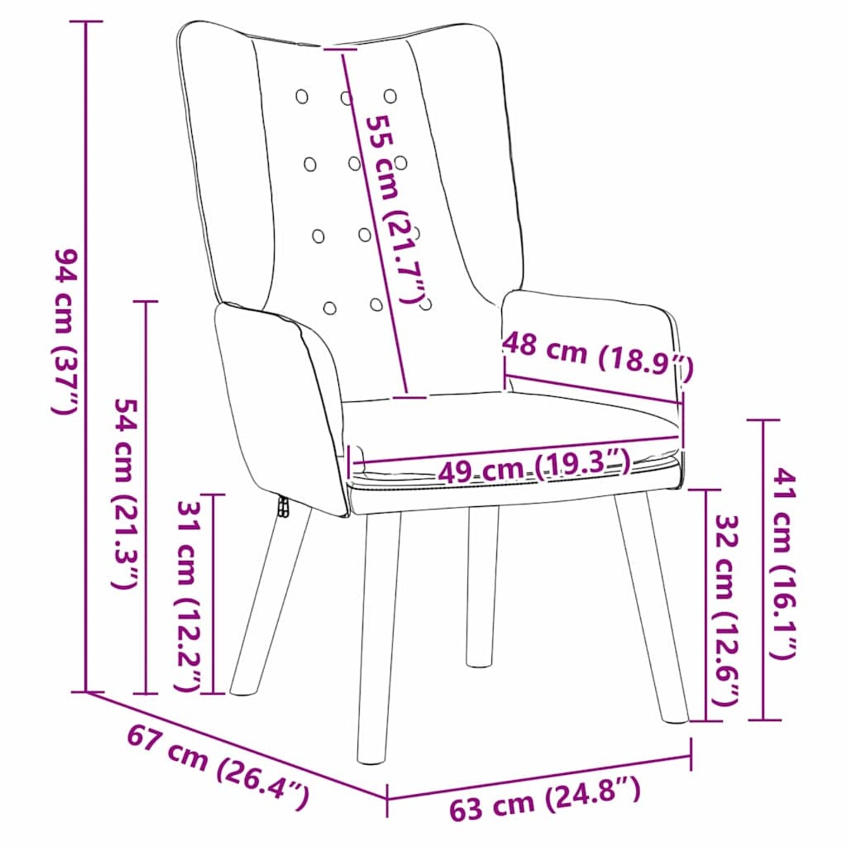 vidaXL Fotel relaksacyjny Niebieski 63 x 67 x 94 cm Aksamit