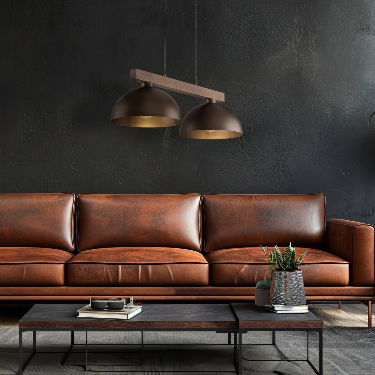 Lampa wisząca TK Lighting OSLO BROWN 4507, 2xE27, regulowana, industrialna, metal i drewno, brązowa