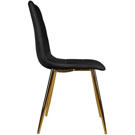 Krzesło tapicerowane czarne welurowe pikowane złote nogi glamour