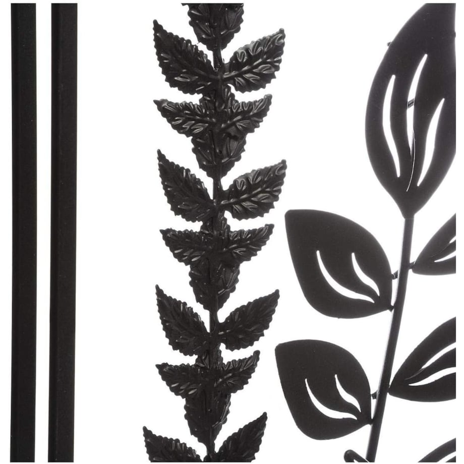 Dekoracja na ścianę w ramce LIŚCIE, metalowa, 40 x 40 cm