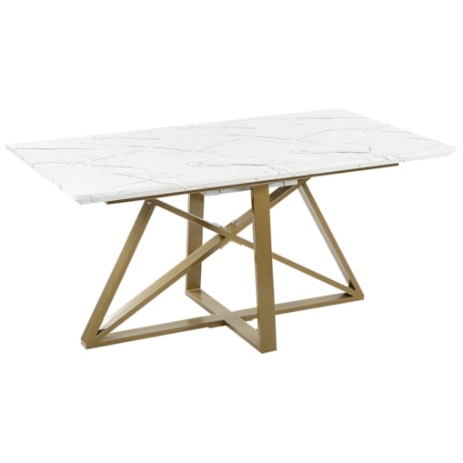Stół do jadalni rozkładany 160/200 x 90 cm efekt marmuru ze złotym MAXIMUS