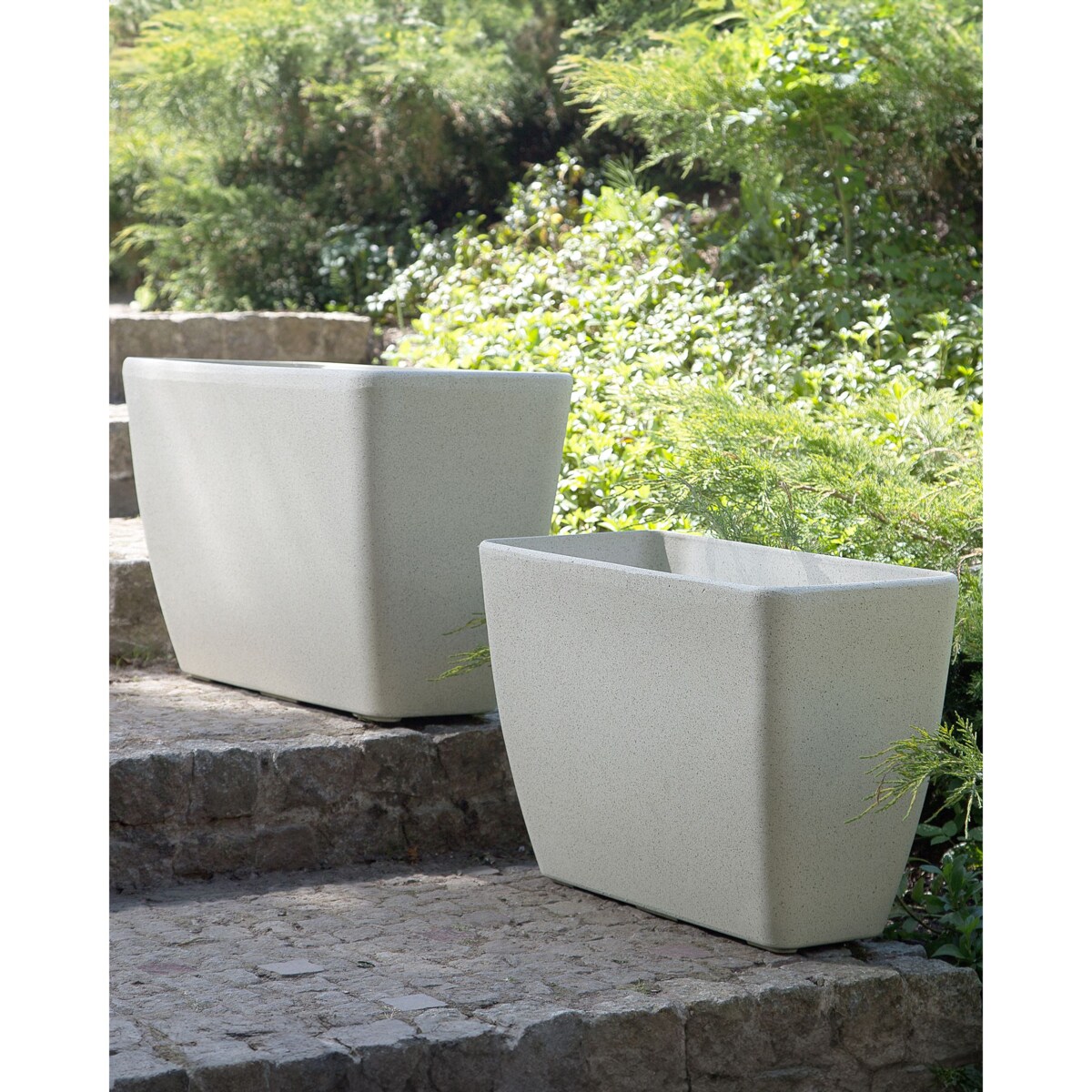 Zestaw 2 doniczek BARIS Kamień 74 cm Beżowy