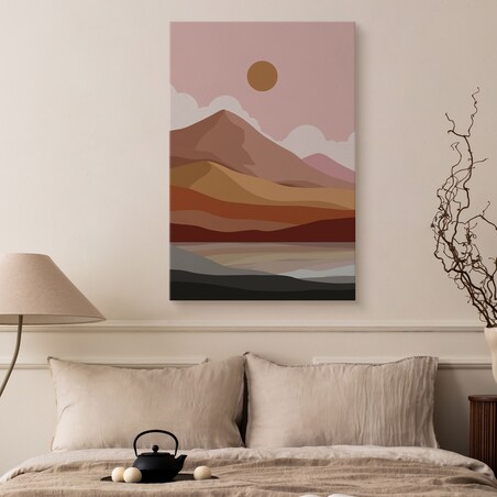 Obraz Pastelowy Akwarelowy Zachód w Górach 80x120cm