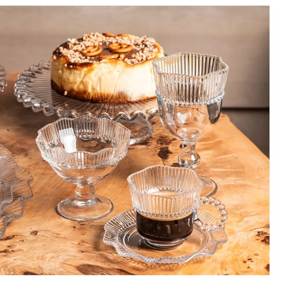 KOMPLET Filiżanka do kawy herbaty ze spodkiem szklana 6x 200 ml WZOREK