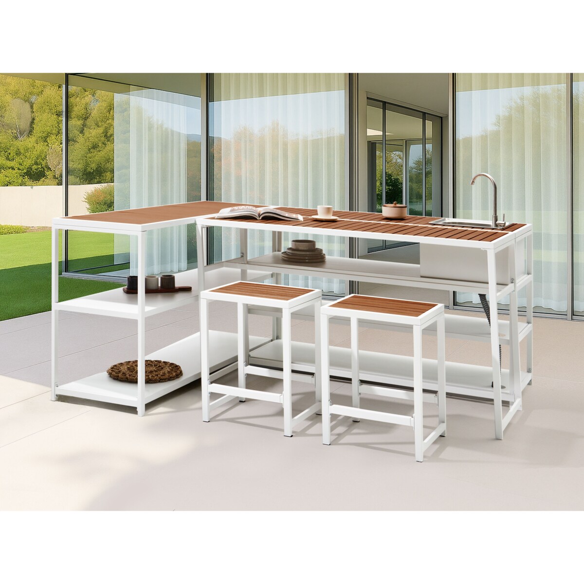 Stół ogrodowy AVETRANA 150 cm 50 cm Biały