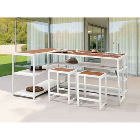 Stół ogrodowy AVETRANA 150 cm 50 cm Biały