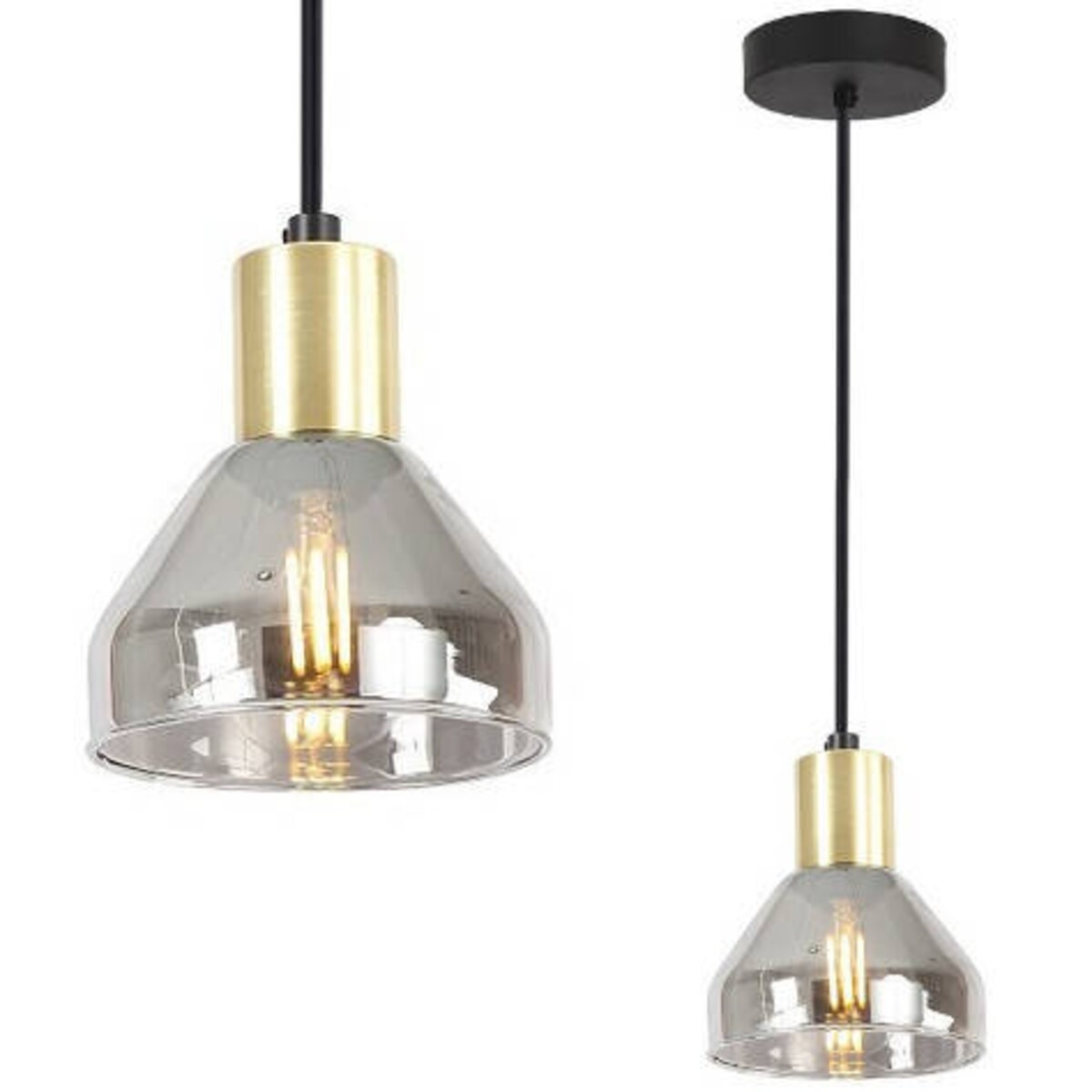 LAMPA WISZĄCA GREGORY CZARNY BRĄZ 1X40W E14 KLOSZ DYMIONY