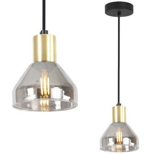 LAMPA WISZĄCA GREGORY CZARNY BRĄZ 1X40W E14 KLOSZ DYMIONY