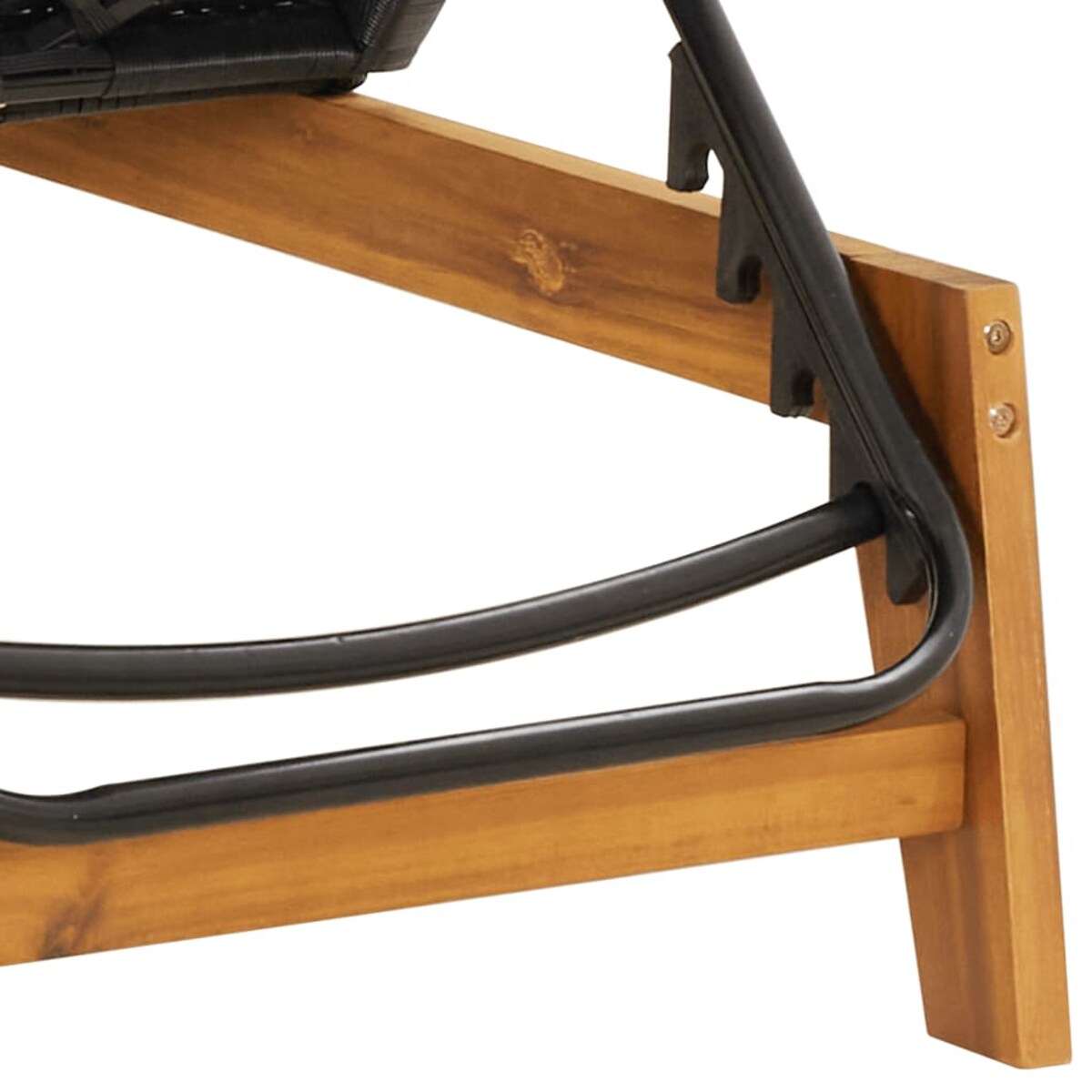 vidaXL Leżak, czarno-brązowy, rattan PE i lite drewno akacjowe