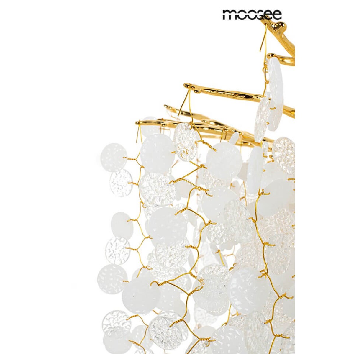 Designerska lampa wisząca Riviera MSE010100391 Moosee glamour kryształowa złota biała