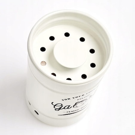 Pojemnik Pudełko Puszka Box na Czosnek metalowy Pokrywką Zeller Biały