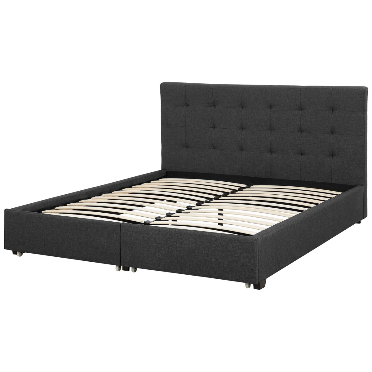 Łóżko z szufladami tapicerowane 180 x 200 cm ciemnoszare LA ROCHELLE