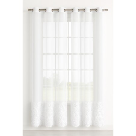 Firana z szyfonu Roses kwiaty 3D 400x80 cm taśma | zdobiona aplikacją 3D w róże