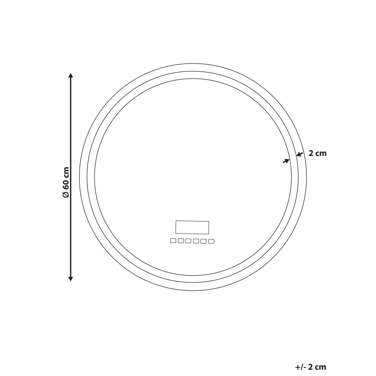 Lustro ścienne LED z głośnikiem Bluetooth 60 cm srebrne BROGNON