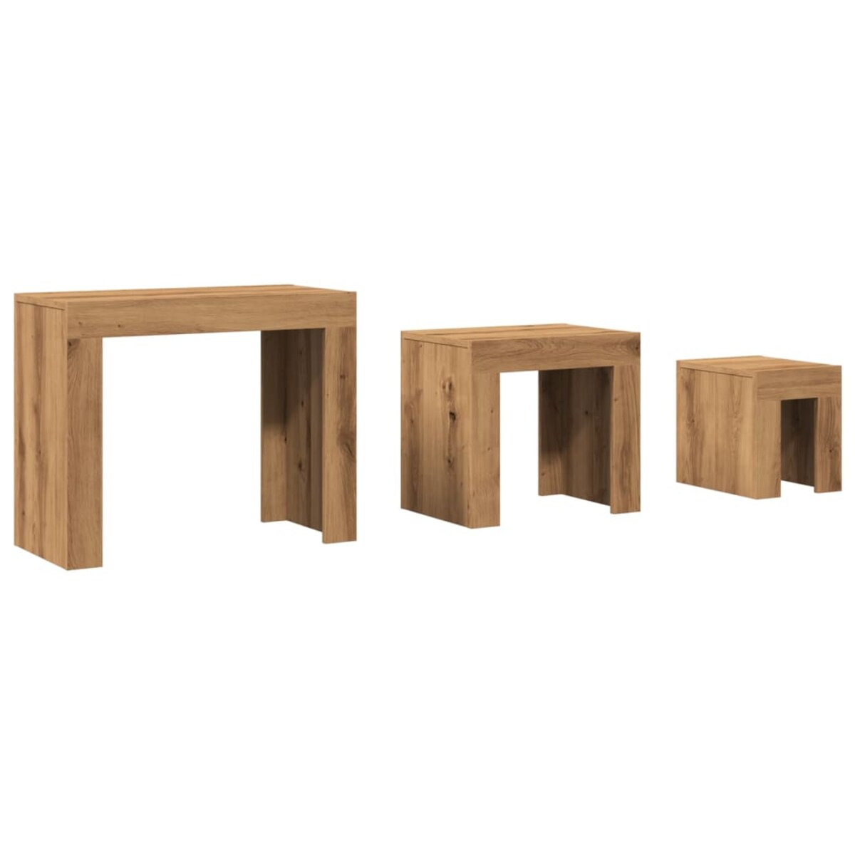 vidaXL Stoliki kawowe, wsuwane jeden po drugi, 3 szt., dąb artisan