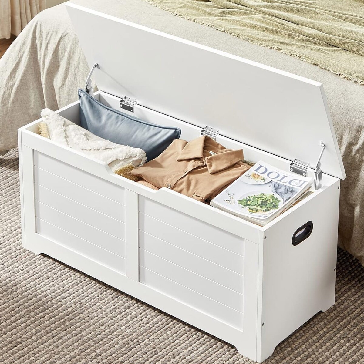 Skrzynia Do Przechowywania 100X40X46 Cm Biały