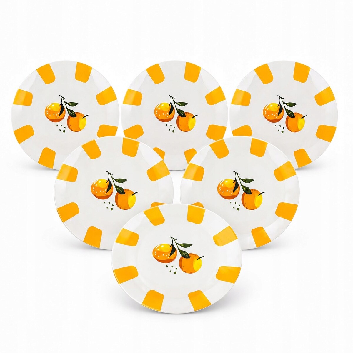 Komplet talerzy małe deserowych 20 cm 6 szt orange owoce na ciasto deser