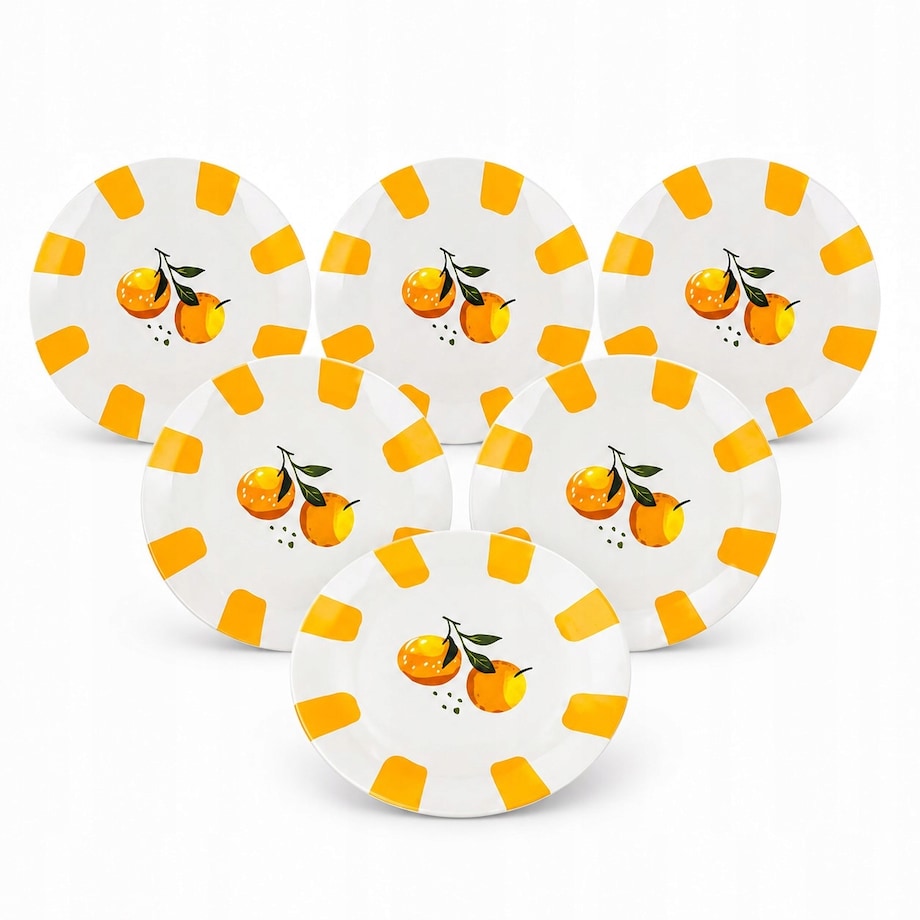 Komplet talerzy małe deserowych 20 cm 6 szt orange owoce na ciasto deser