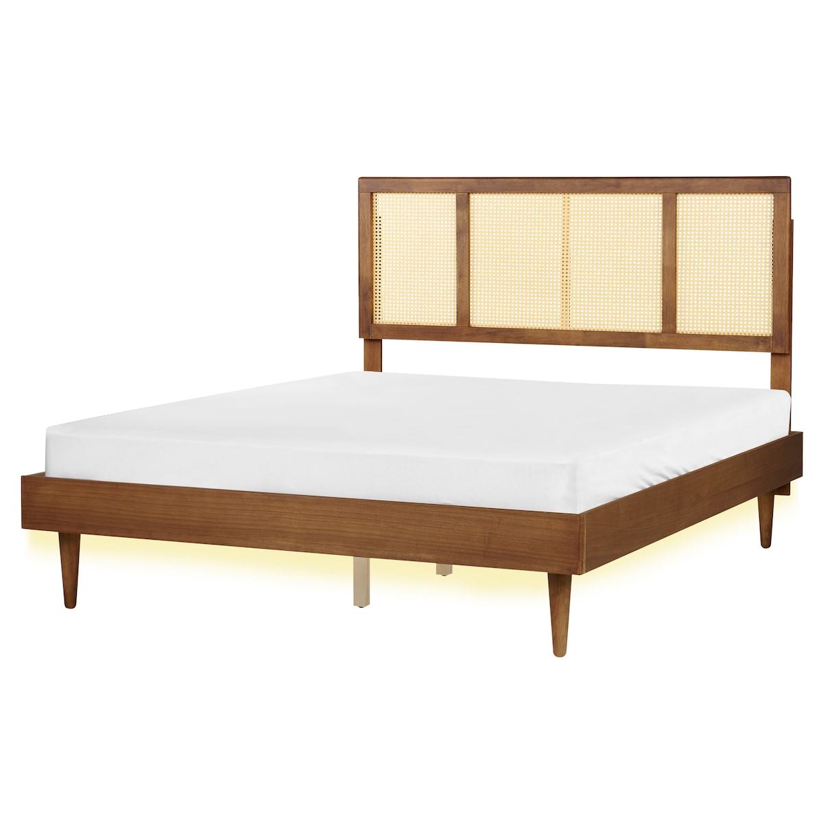 Łóżko LED Rattan AURAY 160 x 200 cm Brązowy