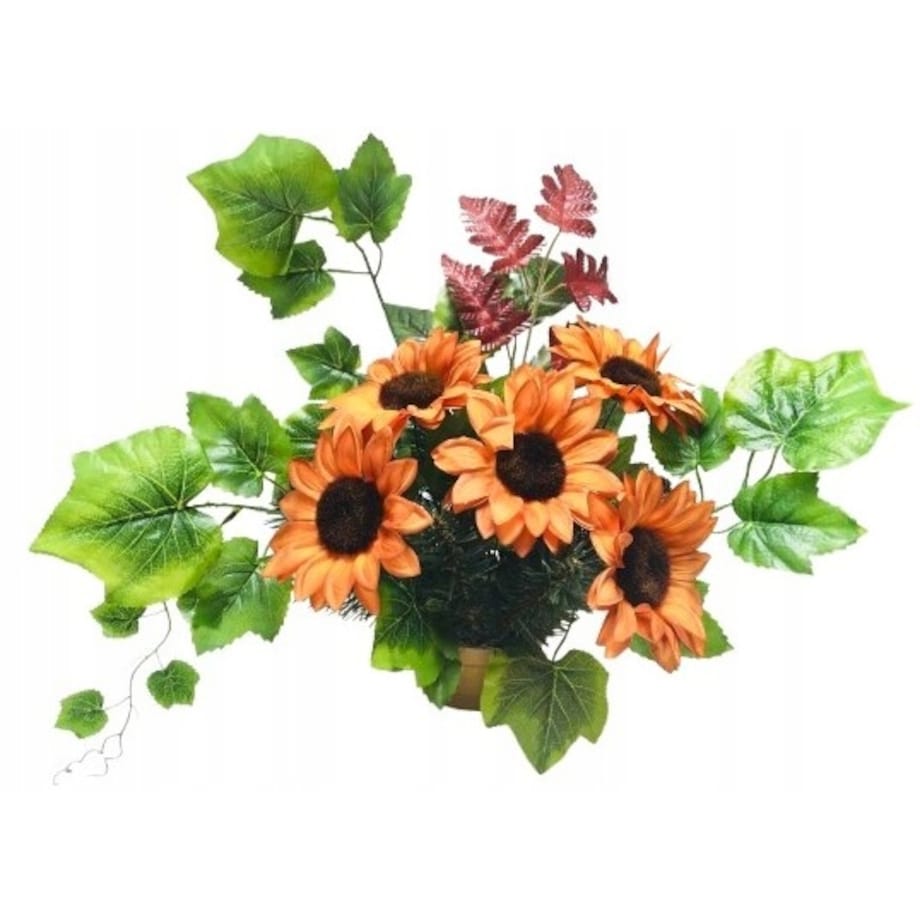 GOTOWY STROIK DONICZKA CIĘŻKA wiązanka sztuczny kwiat SŁONECZNIK bukiet