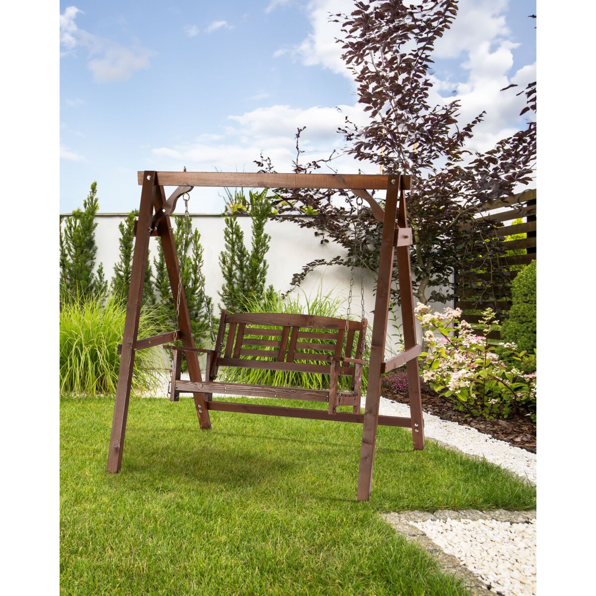 Huśtawka ogrodowa NERITO Drewno Ciemne drewno