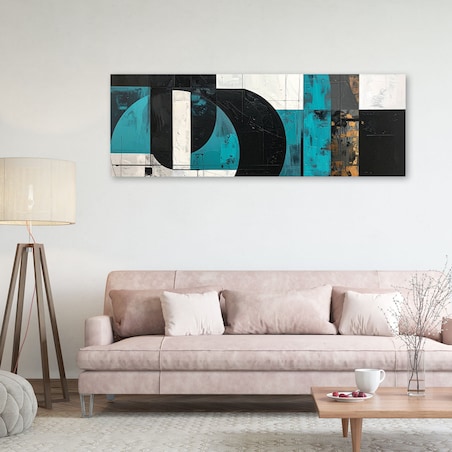 Obraz do salonu sypialni biura, Geometryczne kształty abstrakcja turkusowy