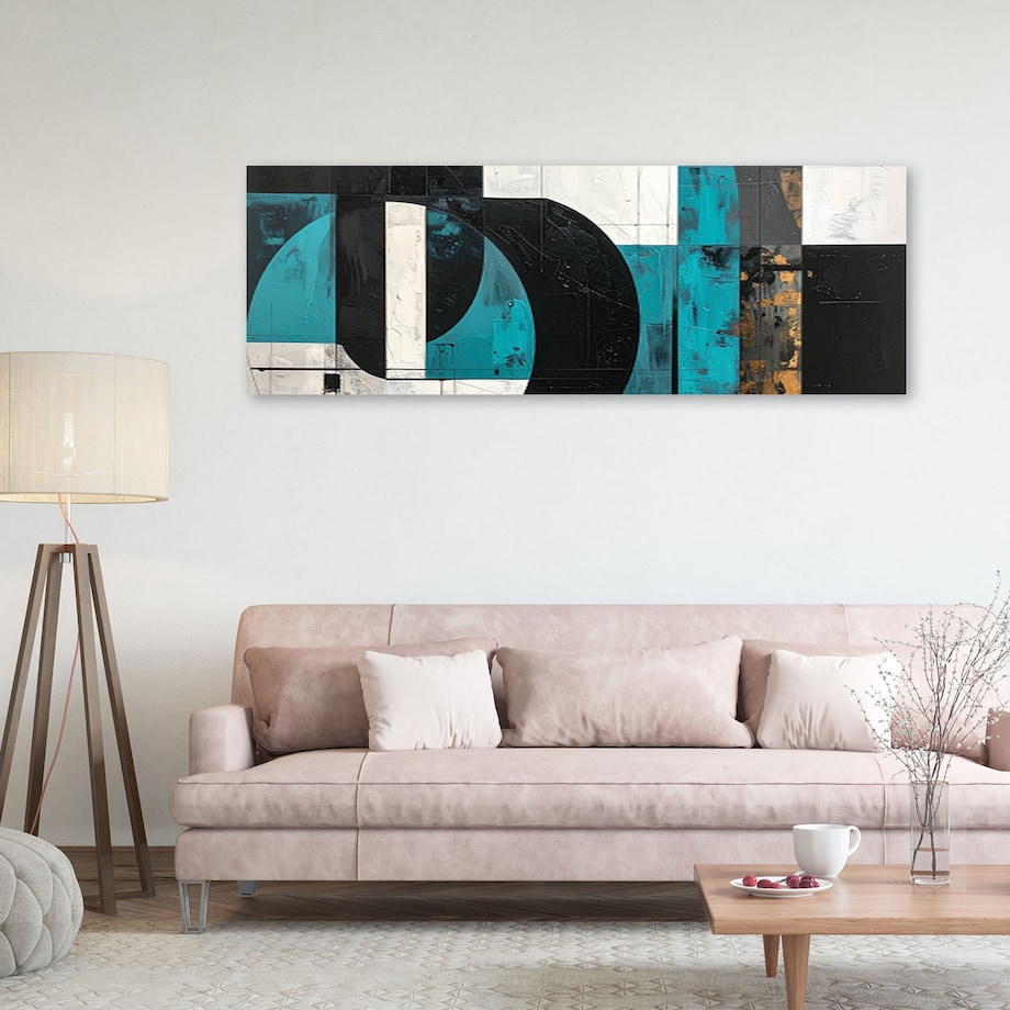Obraz do salonu sypialni biura, Geometryczne kształty abstrakcja turkusowy