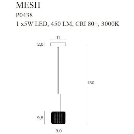 Loftowa LAMPA wisząca MESH P0438 Maxlight industrialny zwis LED 5W 3000K do kuchni złoty czarny