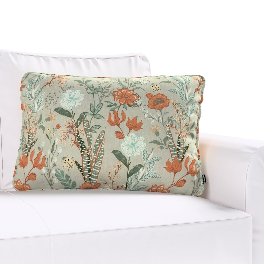 Poszewka Gabi na poduszkę prostokątna 60x40 kolorowe kwiaty na szarym tle