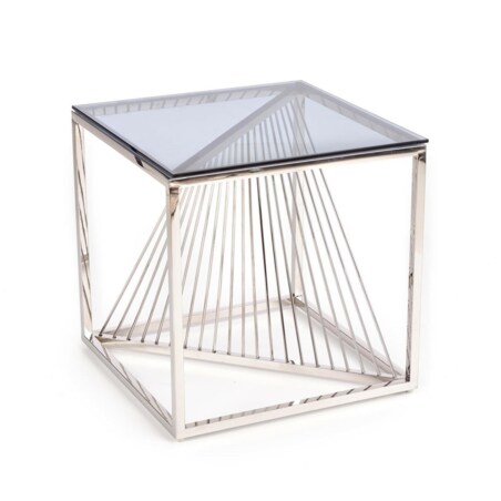 STOLIK KAWOWY Infinity S SZKLANY BLAT stalowa podstawa