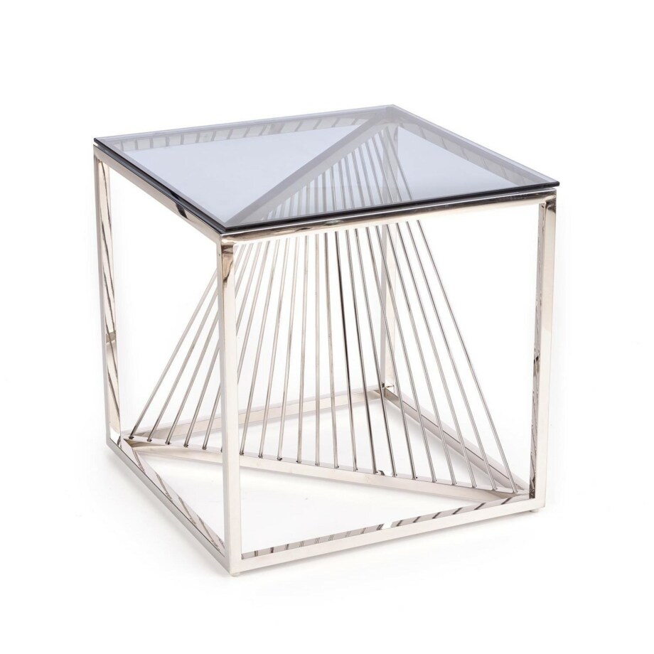 STOLIK KAWOWY Infinity S SZKLANY BLAT stalowa podstawa