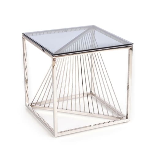STOLIK KAWOWY Infinity S SZKLANY BLAT stalowa podstawa
